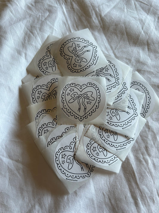 heart bow stamp sticker [BULK]