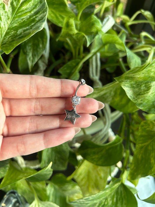 spiral star navel ring